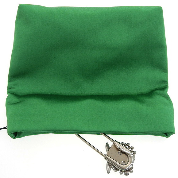 Burberry Pin Viscose Silk Clutch Bag Green - Picture 7 of 8